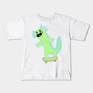 Skateboarding axolotl Kids T-Shirt